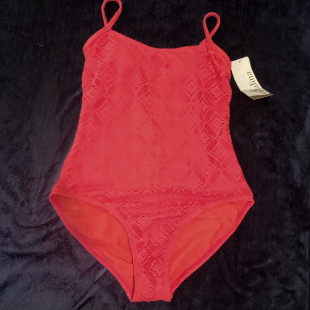 Catalina hot pink crochet 1pc swimsuit sz L